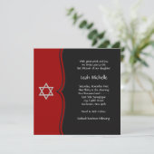 Rode zwarte ster van David Bat Mitswa Kaart (Staand voorkant)