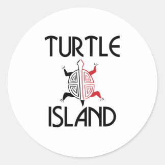 Rode/zwarte Turtle Island Stickers (rond)