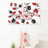Rode zwarte voetballen verjaardagsfeest spandoek (Insitu)