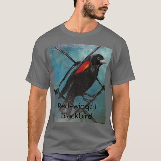 rode zwarte vogel t-shirt (Voorkant)