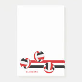 Rode zwarte volleyballen aangepaste naam post-it® notes (Voorkant)