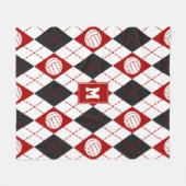 rode zwarte volleybalteamkleuren argyle fleece deken (Voorkant (Horizontaal))