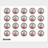 Rode zwarte witte racewagen ronde sticker (Vel)
