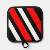 Rode Zwarte Witte Strepen Oven Mitt en Pot Houders (Voorkant)