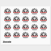 RODE ZWARTE WITTE ZEBRA, MONOGRAM, sparen de datum Ronde Sticker (Vel)