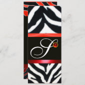 RODE ZWARTE WITTE ZEBRA VALMONOGRAM, ruby Kaart (Voorkant / Achterkant)