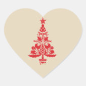Rode Zweedse Boom Scandinavisch Kerstmisontwerp Hart Sticker (Voorkant)