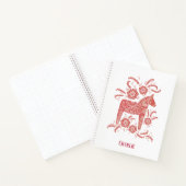 Rode Zweedse Dala Horse - Aangepaste naam Notitieboek (Binnen)