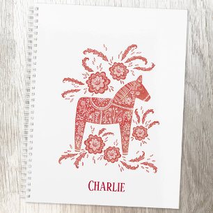Rode Zweedse Dala Horse - Aangepaste naam Planner