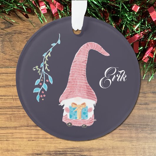 Rode Zweedse kabouter met een cadeaus ornament