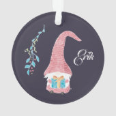 Rode Zweedse kabouter met een cadeaus ornament (achterkant)