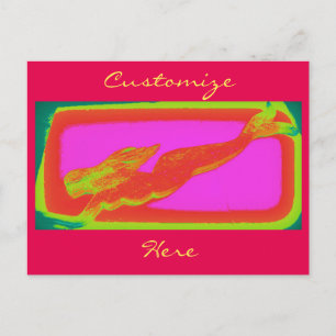 rode zwemmermaïde briefkaart