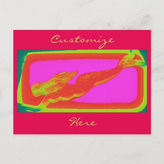 rode zwemmermaïde briefkaart (Voorkant)