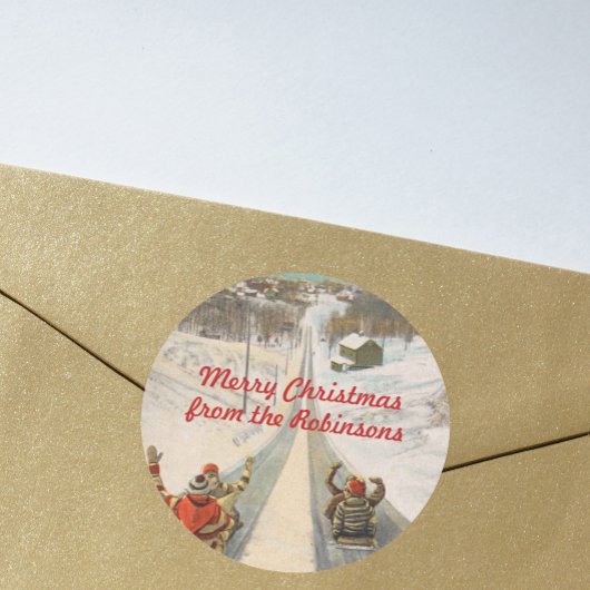  rodelsledes kerst ronde sticker