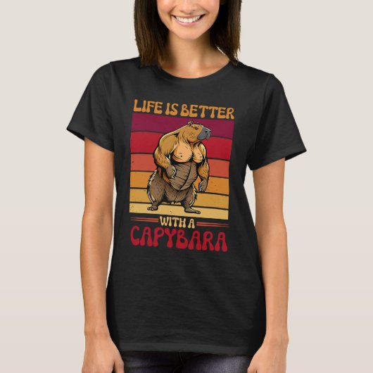 Rodent Bodybuilder met een Capybara T-shirt (Voorkant)