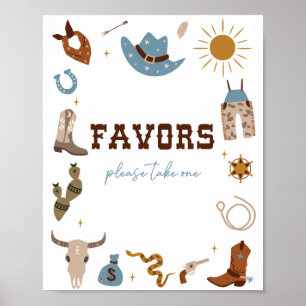 Rodeo 1st Birthday Favors Sign Poster