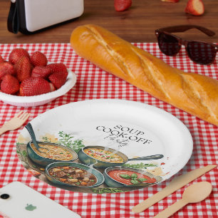 Rodeo Aardappelsoep Kook-Competitie Potluck Feest  Papieren Bordje