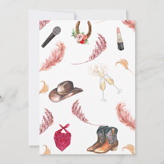 Rodeo Bachelorette Uitnodiging Itinerarium in Roze (Achterkant)