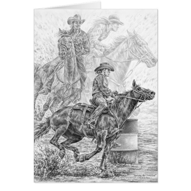 Rodeo Barrel Race Drawing Art van Kelli Swan (Voorkant)