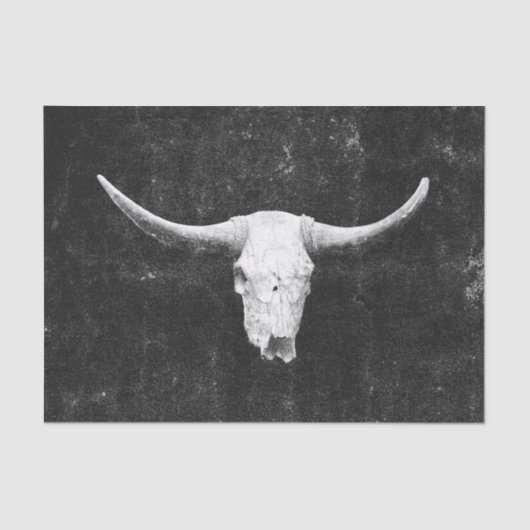 Rodeo Black en White Rustic Western Bull Skull Tissuepapier (Voorkant)