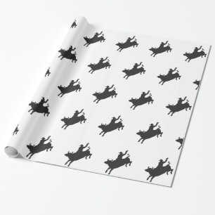 Rodeo Bull Ride silhouette Cadeaupapier