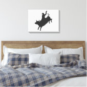 Rodeo Bull Ride silhouette Canvas Afdruk (Insitu (Slaapkamer))