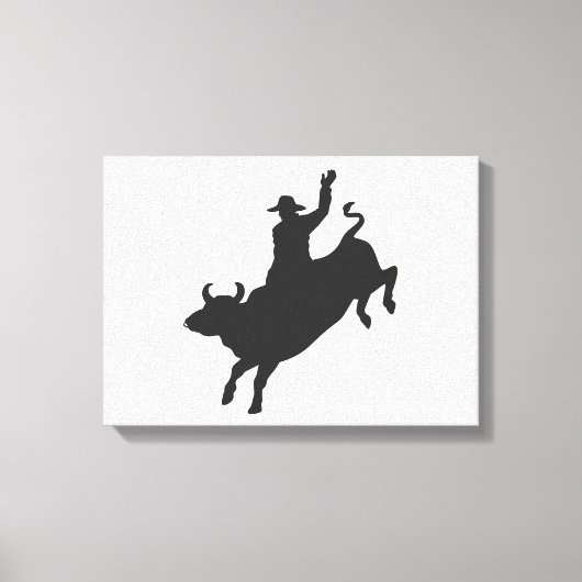 Rodeo Bull Ride silhouette Canvas Afdruk (Voorkant)