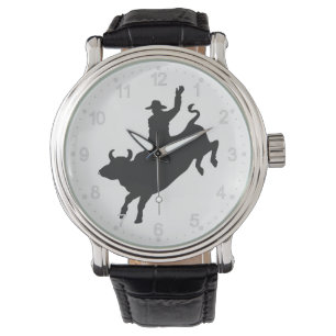 Rodeo Bull Ride silhouette Horloge