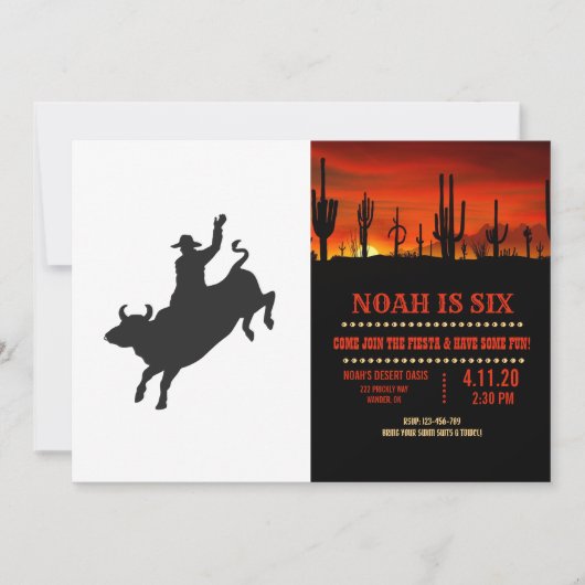 Rodeo Bull Ride silhouette Kaart (Voorkant)