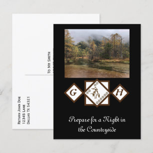 Rodeo Bull Rider en Longhorn Monogram Foto Uitnodiging Briefkaart