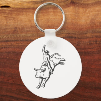 Rodeo Bull Rider Line Art Western Emblem Sleutelhanger
