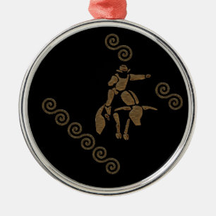 Rodeo Bull Rider op een Longhorn Metalen Ornament