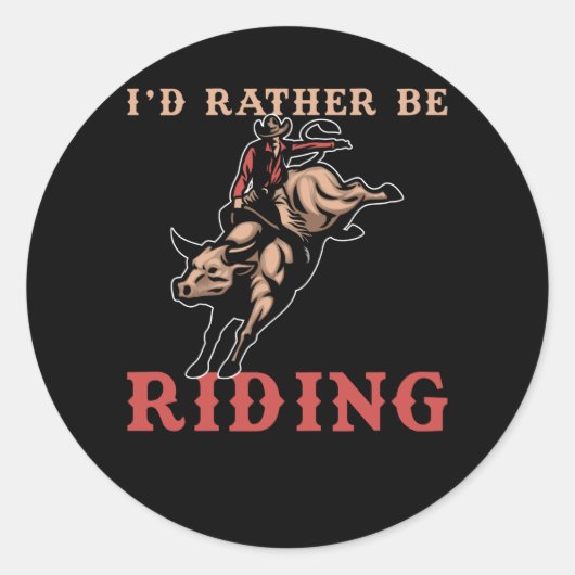 Rodeo Bull Riding Ronde Sticker (Voorkant)