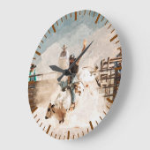 Rodeo Bull Riding Rustic Western Grote Klok (Hoek)