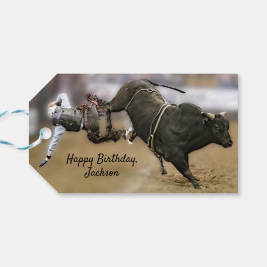 Rodeo Bullriding Cadeaulabel (Achterkant Horizontaal)