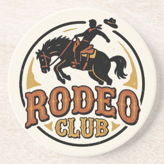 Rodeo Club Vintage Cowboy Stampende Bronco Western Zandsteen Onderzetter