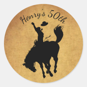 Rodeo Cowboy 50ste verjaardag Ronde Sticker