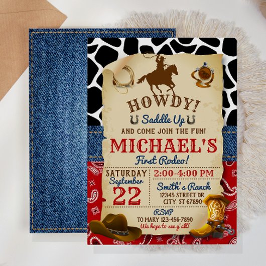 Rodeo Cowboy Birthday Uitnodiging