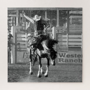 Rodeo Cowboy Bokkend Paard 8 Seconden Om Te Scoren Legpuzzel