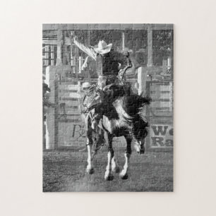 Rodeo Cowboy Bokkend Paard 8 Seconden Om Te Scoren Legpuzzel