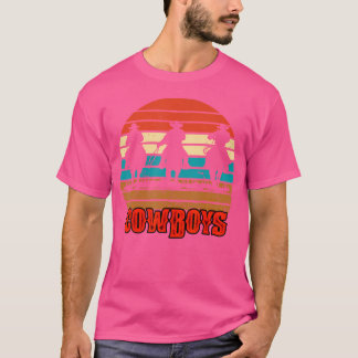 Rodeo Cowboy en Wranglers Bronco Horse zonsonderga T-shirt