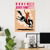rodéo cowboy équitation buccale bronco poster (Bureau à domicile)