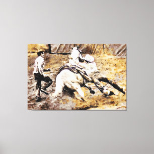 *~*  Rodeo Cowboy Horse AR22 Western Canvas Afdruk