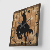 Rodeo Cowboy Horse Bronco Silhouette Vierkante Klok (Hoek)