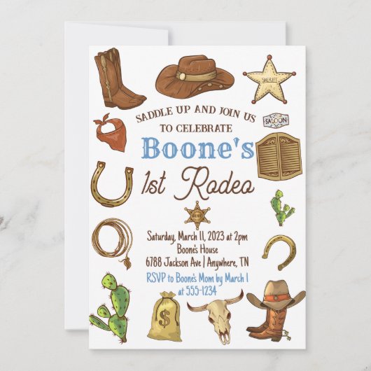 Rodeo Cowboy Invitation de fête d'anniversaire (Devant)