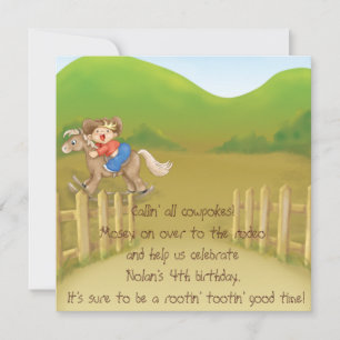Rodeo Cowboy Kids Verjaardag thema uitnodiging