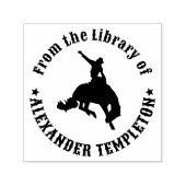 Rodeo Cowboy op Bucking Bronco Bibliotheek Boeknaa Zelfinktende Stempel (Design)