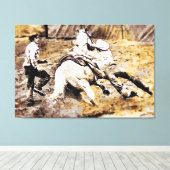 *~* Rodeo Cowboy Paard AR22 Western Canvas Afdruk (Insitu (Houten vloer))