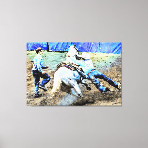 *~* Rodeo Cowboy Paard AR22 WesternVintage Canvas Afdruk