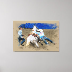 *~* Rodeo Cowboy Paard Western AR22  Canvas Afdruk